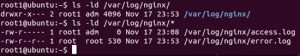 Figure 3 Permissions for the /log/nginx directory