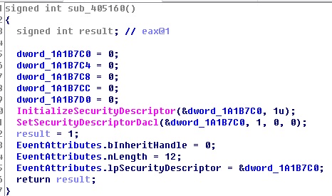 Figure 18 Code fragment for initializing security descriptions