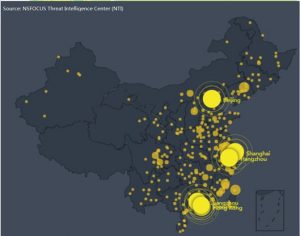 Figure 5 Urban distribution of vulnerable devices in China