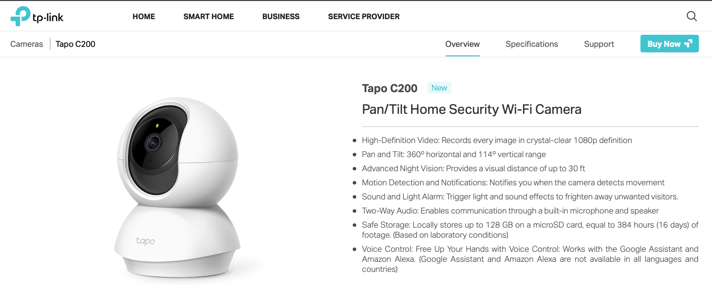 「安全通告」TP-Link Tapo C200 IP摄像头高危漏洞