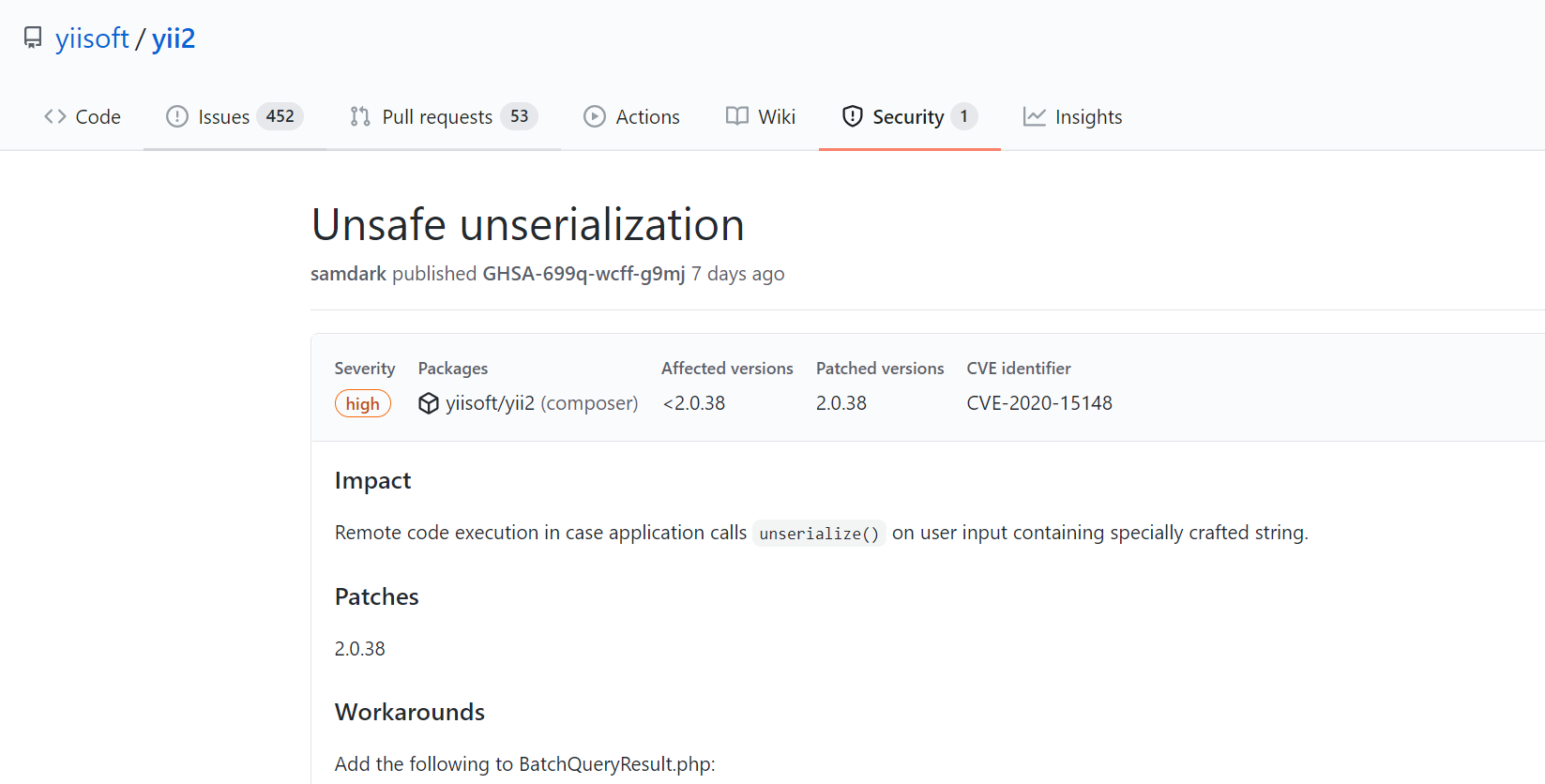 【防护方案】Yii2 反序列化远程命令执行漏洞 (CVE-2020-15148)