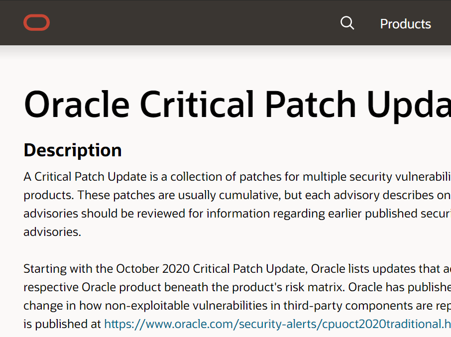 【安全通告】Oracle全系产品2020年10月关键补丁